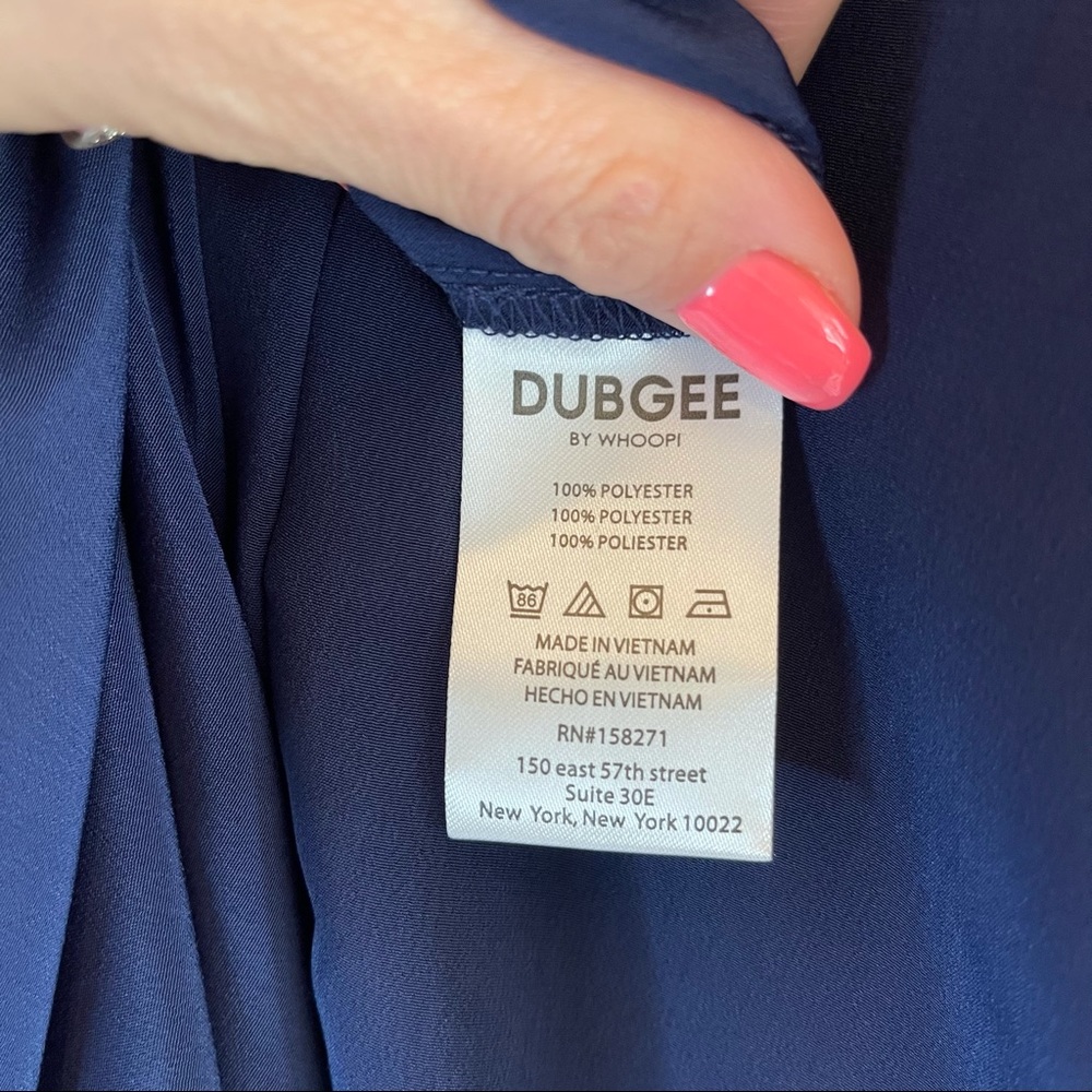 Dubgee by Whoopi Navy Women’s 3/4 Sleeve Overlap Dress Size Medium NWT - Picture 10 of 11